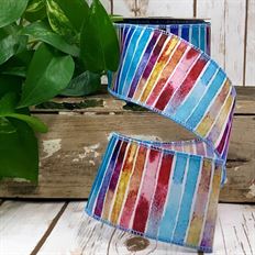 GROSGRAIN 2.5" STRIPES WHITE 10YD