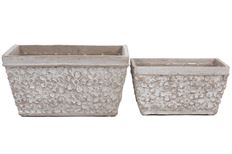 PLANTER RECT FLOWERY 11X6 S/2 GR
