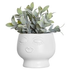 PLANTER LADY FACE 4.75" WHITE