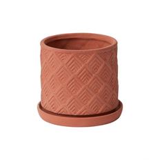 POT CHEVRON W/SAUCER 5" CLAY