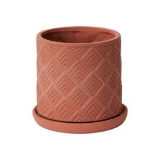 POT CHEVRON W/SAUCER 7" CLAY
