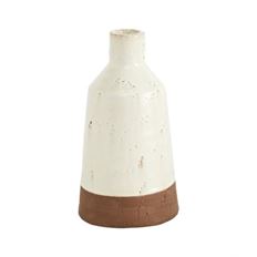 POTTERY BUDVASE 9X4.75" WHITE/TERRA