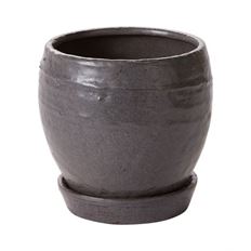 POT W/SAUCER BRADFORD 5.5" BLACK