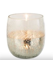 TEALIGHT CRACKLE 16CM SILVER