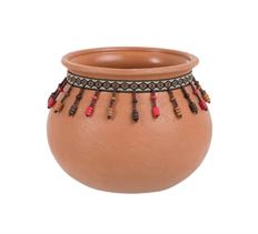 POTTERY W/BEADS 21CM PINK/ORG
