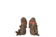 RABBIT W/ FLOWER 13.5CM BRN 2 AST