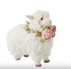 SHEEP W/FLOWER COLLAR 23CM