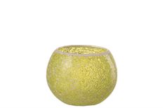 GLASS BUBBLE CRACKLE 15CM YELLOW