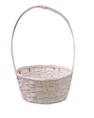 BASKET 8" ROUND WHITEWASH W/HANDLE