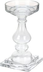 GLASS CANDLEHOLDER 23CM CLEAR