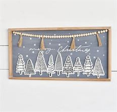 SIGN W/BEADS CHRISTMAS 23.5X17.5"