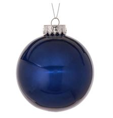 ORN BALL VP 4" GLASS LOOK BLUE