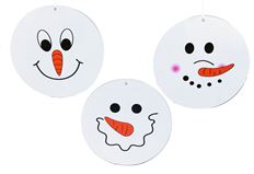 ORNAMENT SNOWMAN FACES 6" 3 ASST