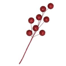 GLITTER BALL PICK X8 11" RED