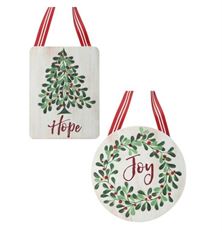 ORN MISTLETOE JOY/HOPE 5" MIXED