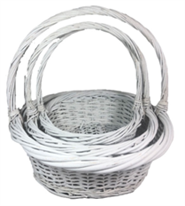 BASKET ROUND WHITE SET/3