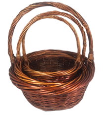BASKET ROUND BROWN SET/3