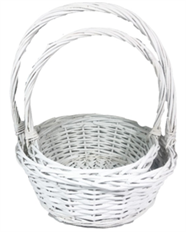 BASKET ROUND WILLOW WHITE SET/2