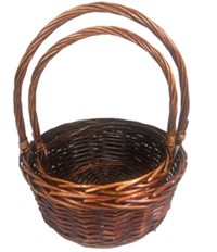 BASKET ROUND WILLOW BROWN SET/2