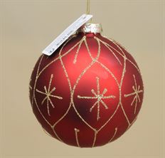 ORN BALL GLASS 12CM RED 2/ASST