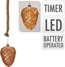 GLASS PINECONE ON ROPE 17CM
