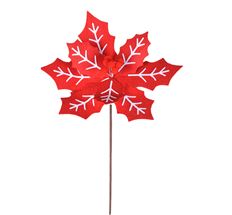 HOLLY POINSETTIA STEM 22" RED WHITE