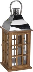 LANTERN WOOD 39CM BROWN