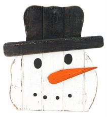 PLANTER WOOD SNOWMAN 11.5"H X10.5"W