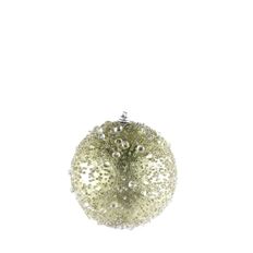 ORN BALL BEADED 4" CHAMPAGNE