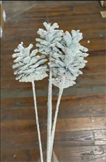 PINECONE WHITE SPARKLE STEM 5/BU