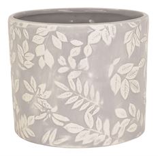 POTTERY 6.5" CERAMIC LEAF GRAY