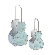 BASKET GALVANIZED SNOWMAN SET/2