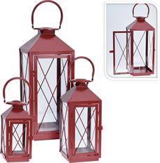 LANTERN SET/3 RED 18,13.5,9"
