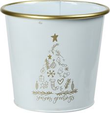 BUCKET W/TREE 165X152MM WHT/GOLD