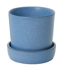 POTTERY W/SAUCER 5.25X5 BLUE