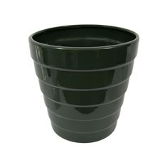 POT 6.75"H RIBBED HUNTER GREEN