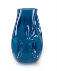 GLASS 11"H x 6.5"D DECORATIVE BLUE