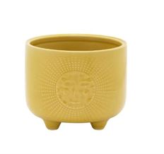 POTTERY SUN CACHE FOOTED 4" YEL