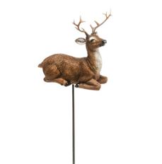 PICK REINDEER LYING 14.75" BROWN