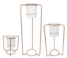 METAL POT WHITE  WITH STAND SET/3