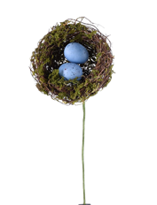 NEST W/EGG 4" BLUE/NATURAL