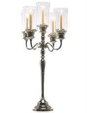 CANDELABRA 40" SILVER 5BR W CHIMNEY