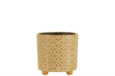 CERAMIC POT FOOTED 5.5" YELLOW