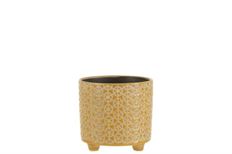 CERAMIC POT FOOTED 4.72" YELLOW