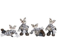 REINDEER COOL 13CM 4 ASST GREY