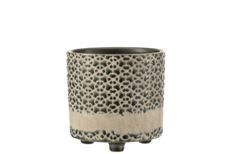 CERAMIC POT W/FEET MOSAIC 14CM BLUE