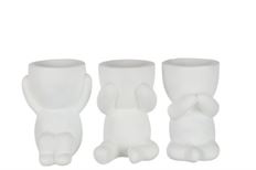 POT SPEAK/HEAR/SEE NO EVIL19.5CM WH
