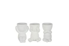 POT SPK/HEAR/SEE NO EVIL 14CM WHT