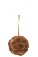 ORN BALL MOSS 9CM BROWN