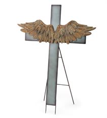 CROSS W/ ANGEL WINGS ON 43" EASEL